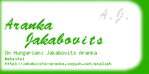 aranka jakabovits business card
